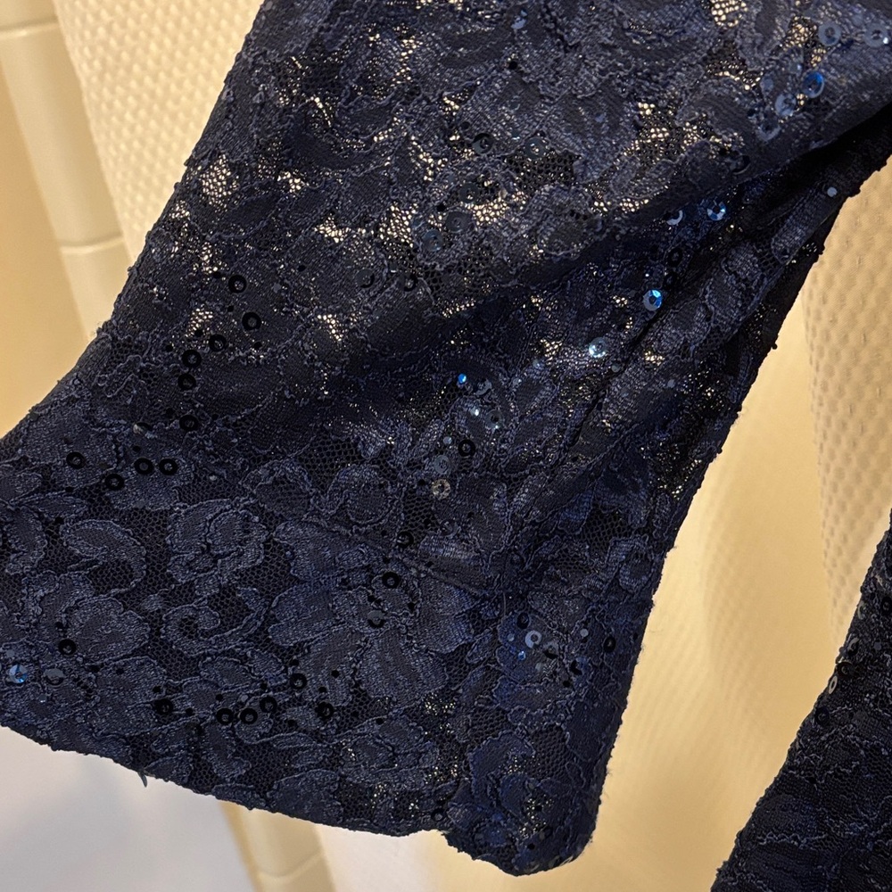 R & M Richards Navy Blue Lace Maxi Dress - Picture 2 of 7